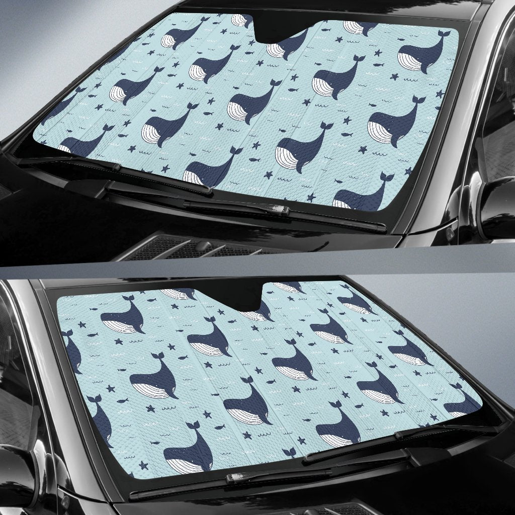 Humpback Whale Print Pattern Car Sun Shade-grizzshop