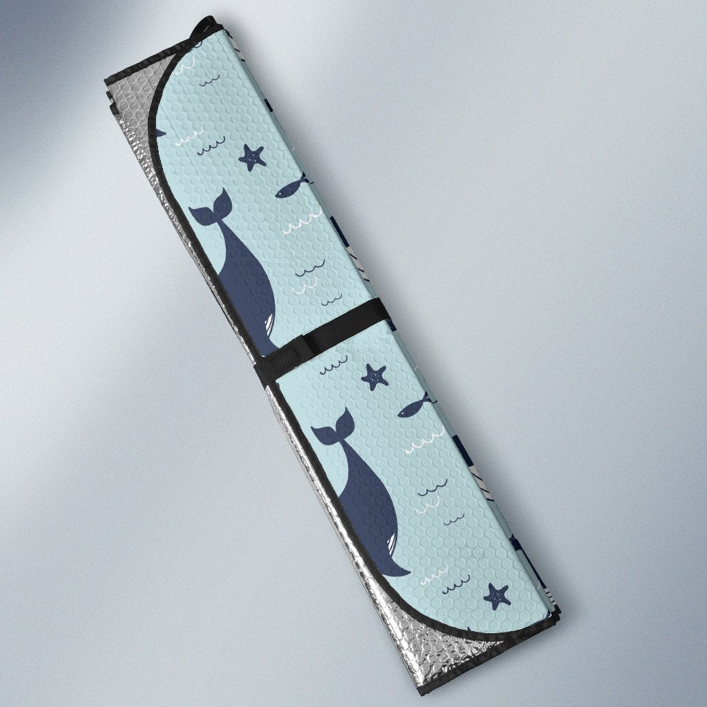 Humpback Whale Print Pattern Car Sun Shade-grizzshop