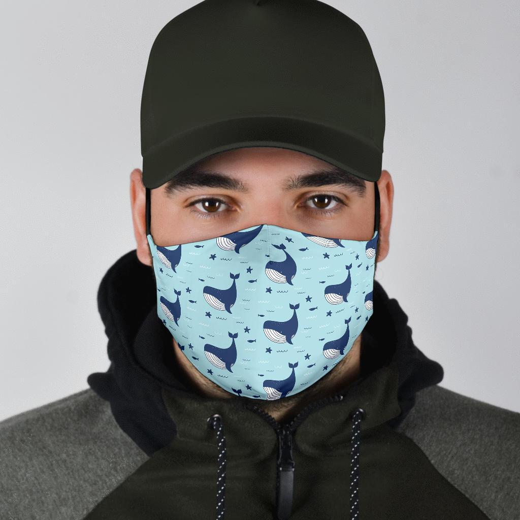 Humpback Whale Print Pattern Face Mask-grizzshop