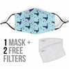 Humpback Whale Print Pattern Face Mask-grizzshop