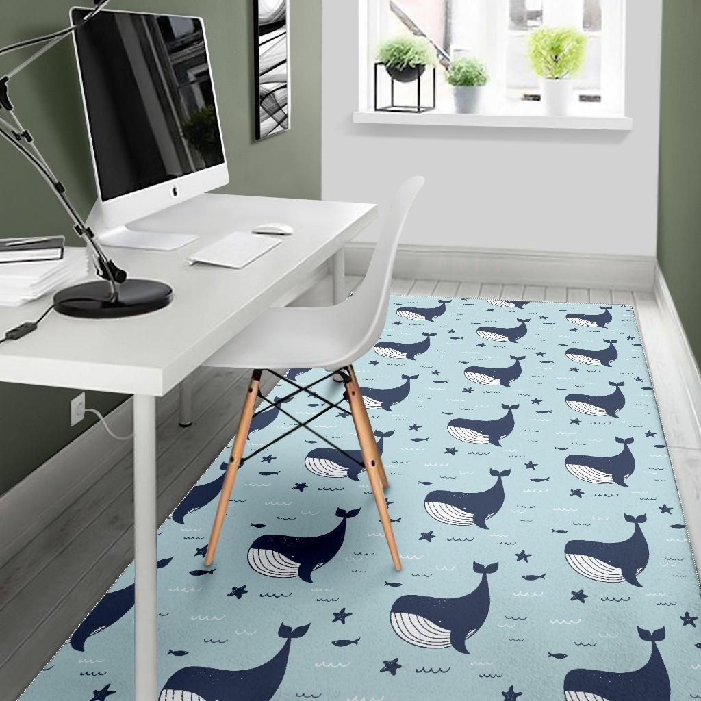 Humpback Whale Print Pattern Floor Mat-grizzshop