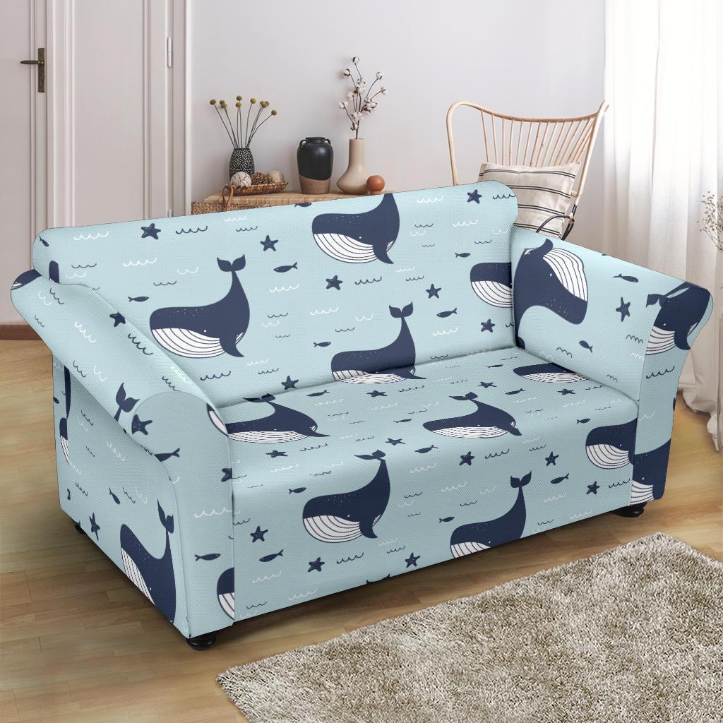 Humpback Whale Print Pattern Loveseat Cover-grizzshop