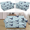 Humpback Whale Print Pattern Loveseat Cover-grizzshop