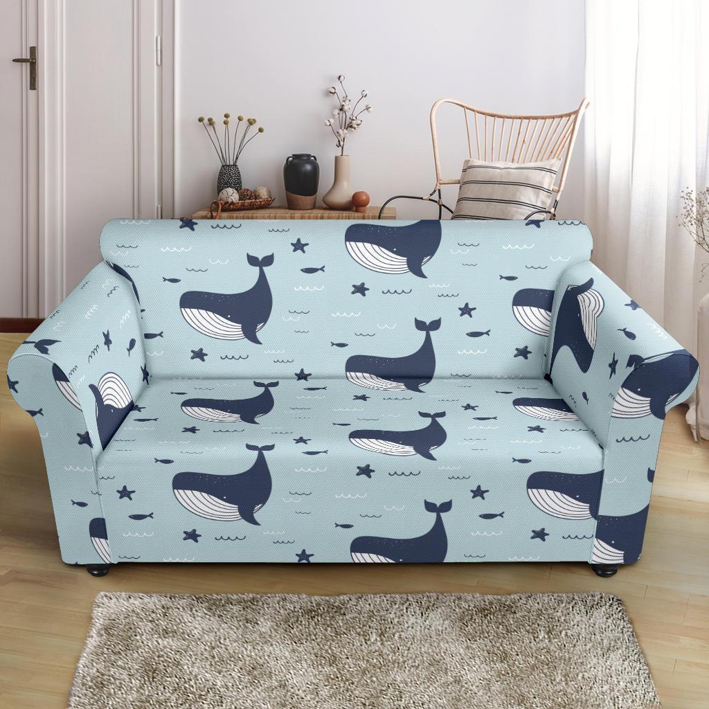 Humpback Whale Print Pattern Loveseat Cover-grizzshop