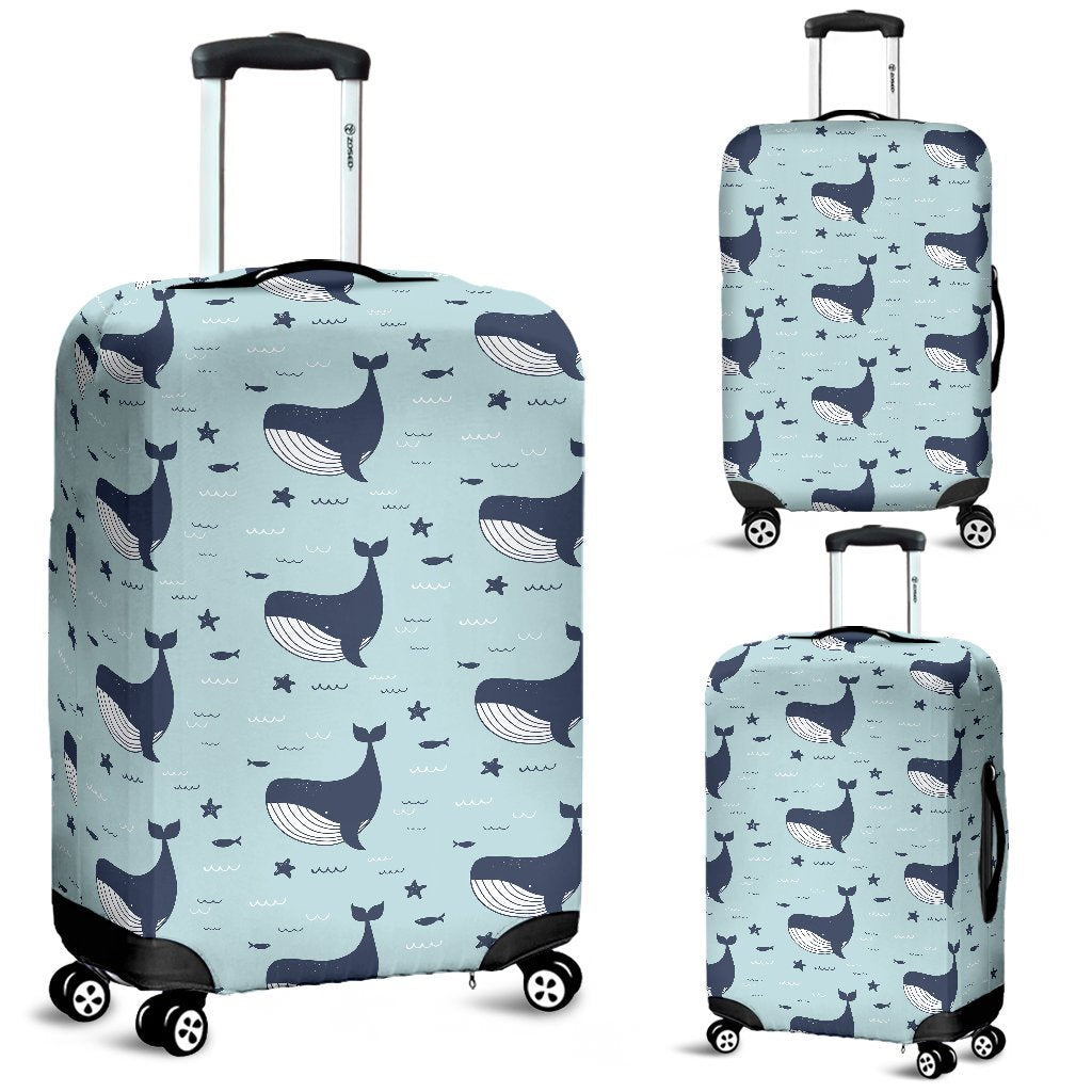 Humpback Whale Print Pattern Luggage Cover Protector-grizzshop