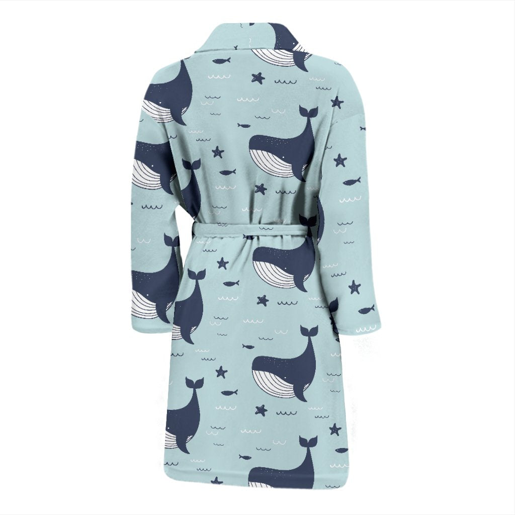 Humpback Whale Print Pattern Men Long Robe-grizzshop