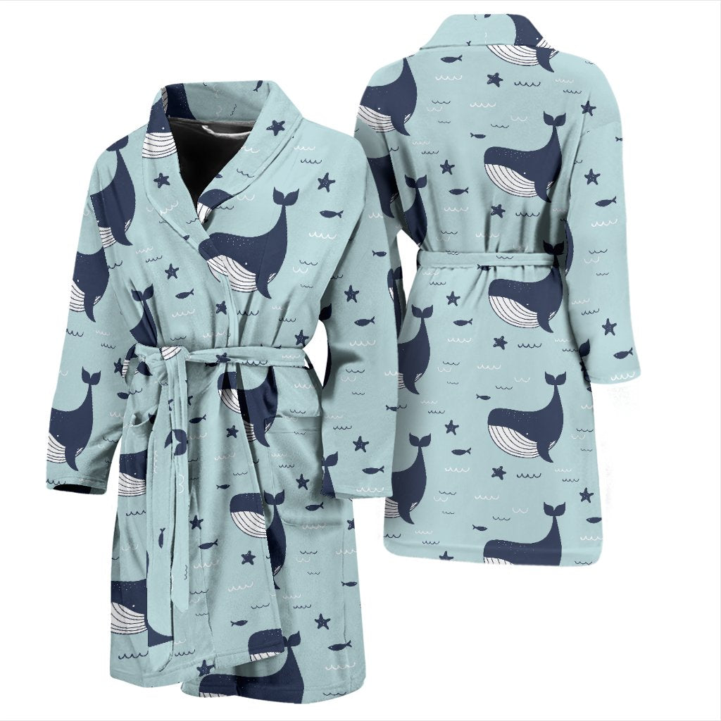 Humpback Whale Print Pattern Men Long Robe-grizzshop