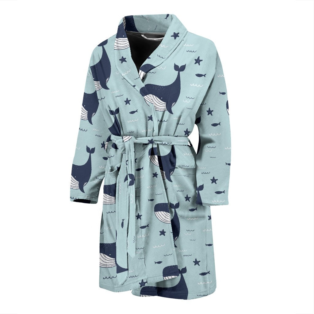 Humpback Whale Print Pattern Men Long Robe-grizzshop
