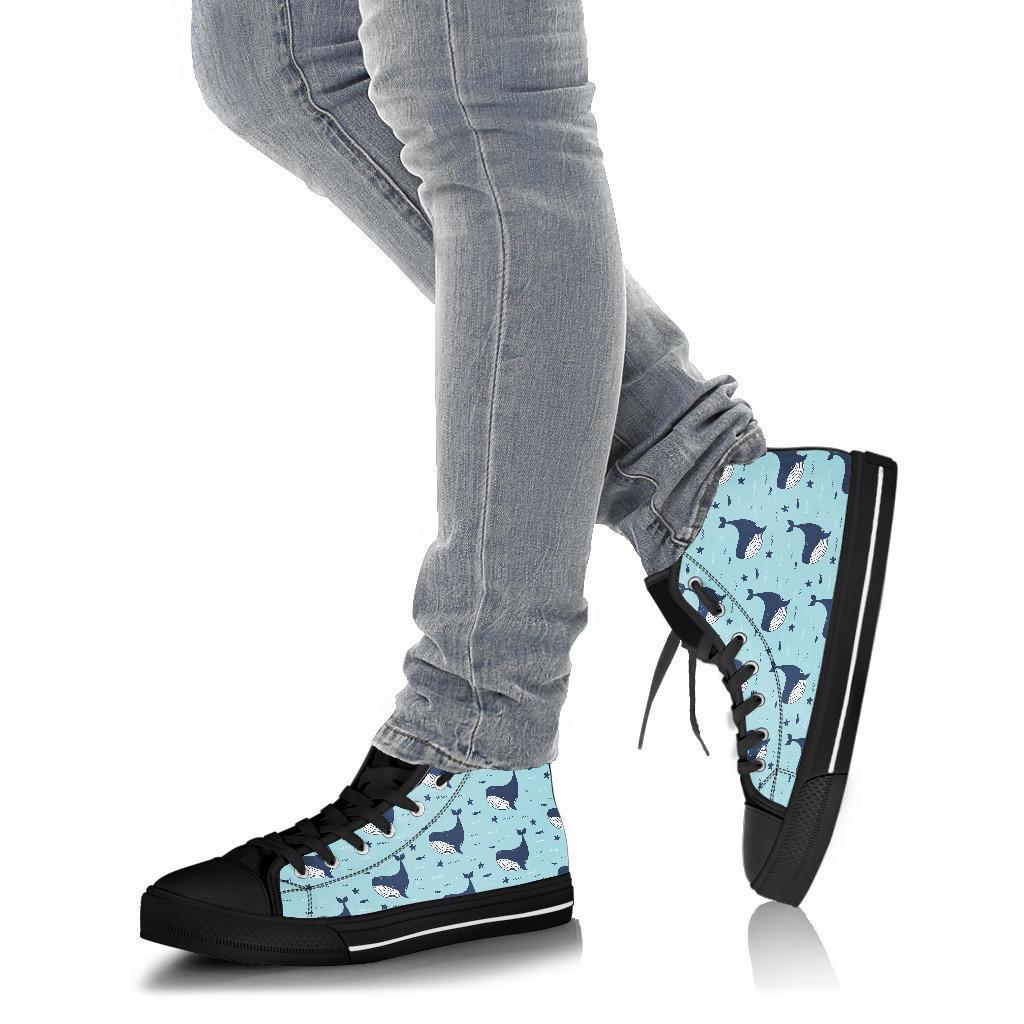 Humpback Whale Print Pattern Men Women's High Top Shoes-grizzshop
