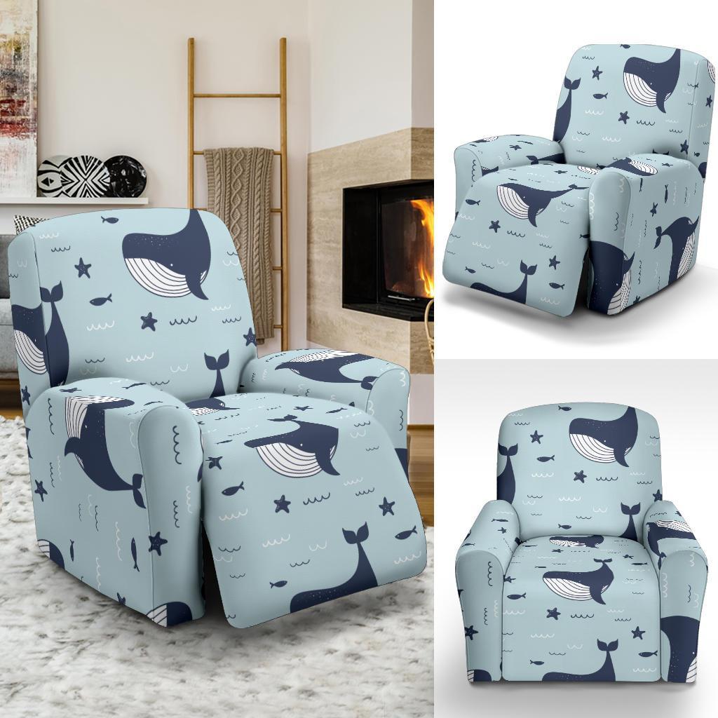 Humpback Whale Print Pattern Recliner Cover-grizzshop