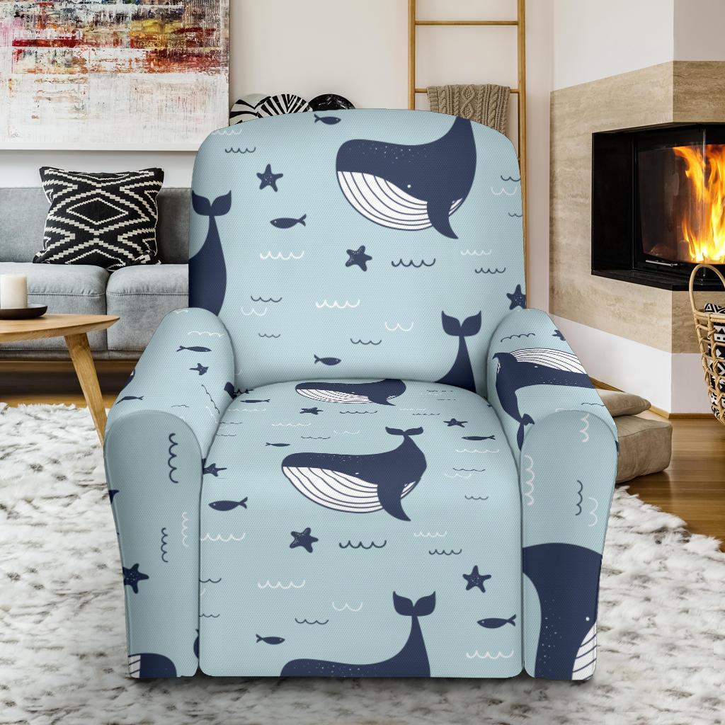 Humpback Whale Print Pattern Recliner Cover-grizzshop