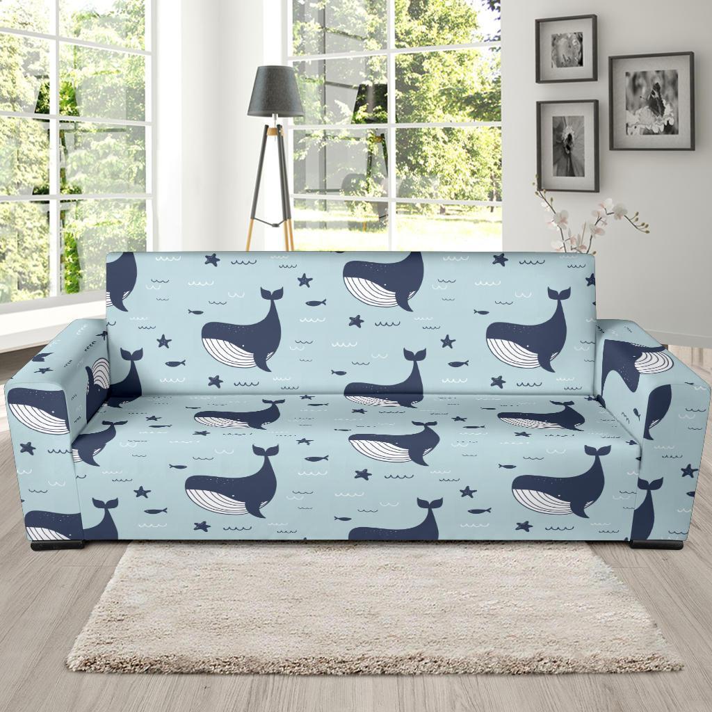 Humpback Whale Print Pattern Sofa Covers-grizzshop