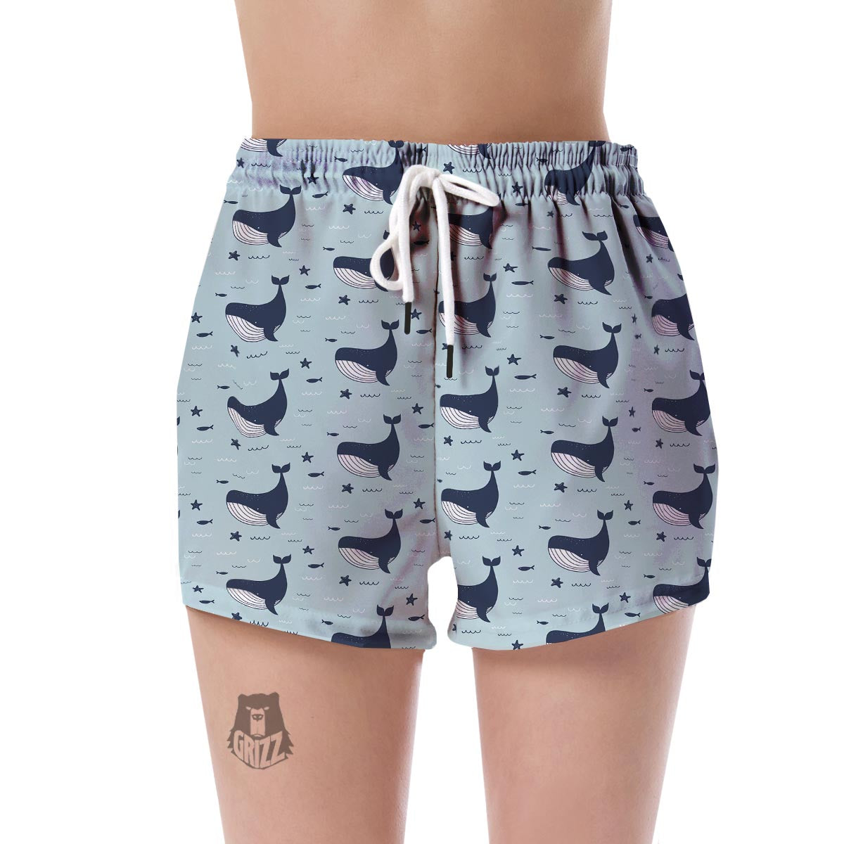 Humpback Whale Print Pattern Women's Shorts-grizzshop
