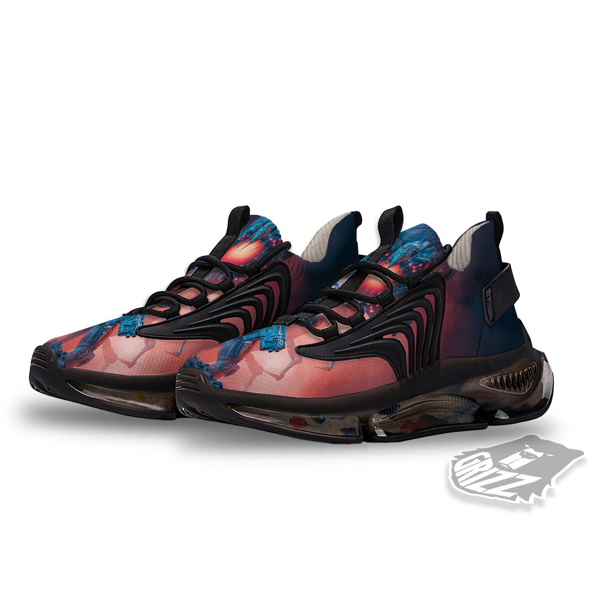Hunting Alien Worm Print Black Gym Shoes-grizzshop