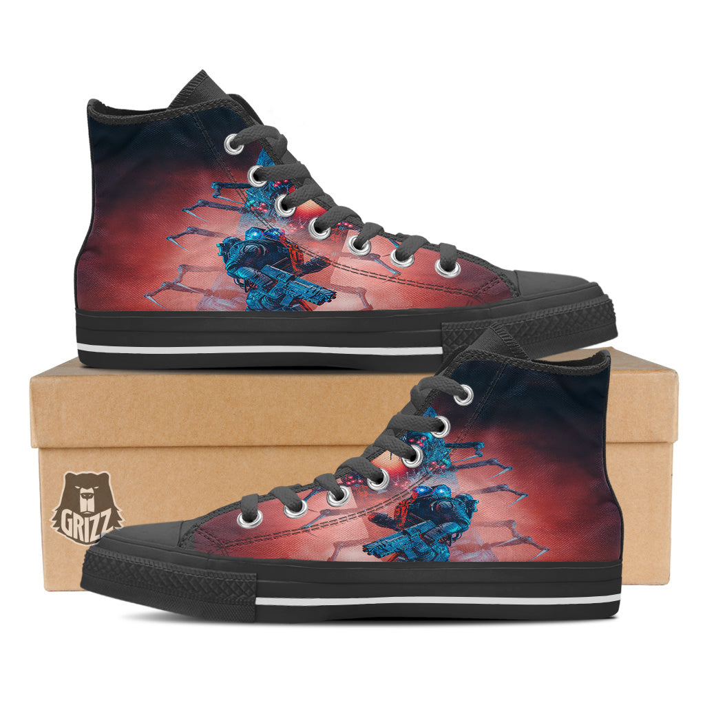 Hunting Alien Worm Print Black High Top Shoes-grizzshop