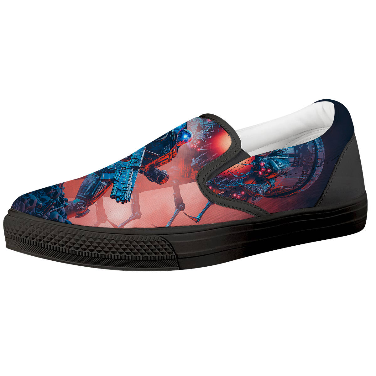 Hunting Alien Worm Print Black Slip On Shoes-grizzshop