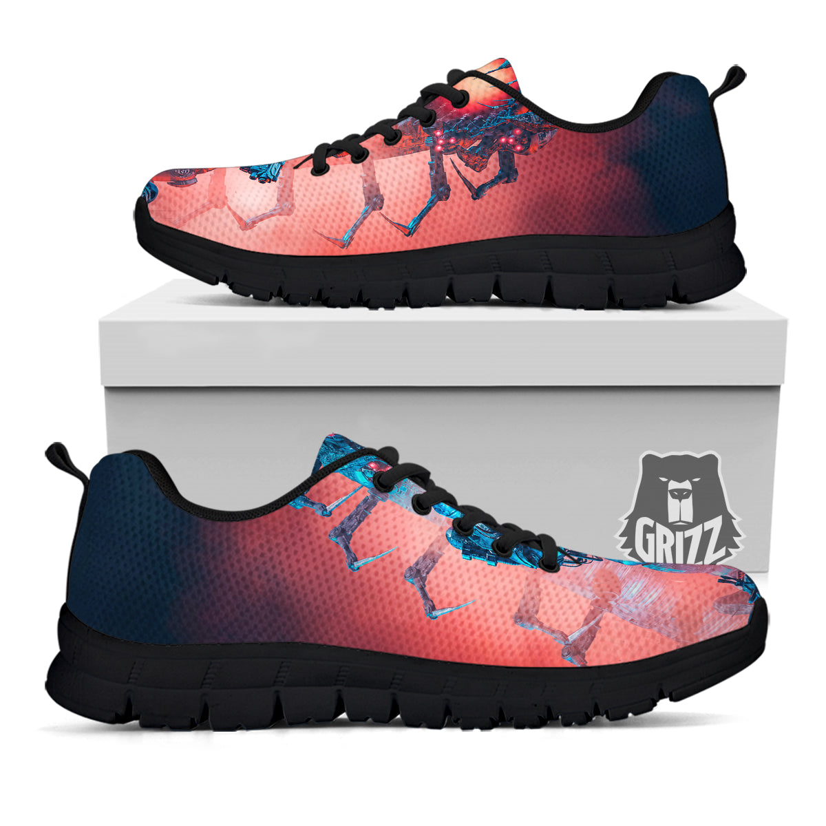 Hunting Alien Worm Print Black Sneaker-grizzshop