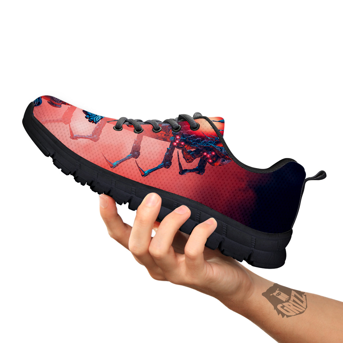 Hunting Alien Worm Print Black Sneaker-grizzshop