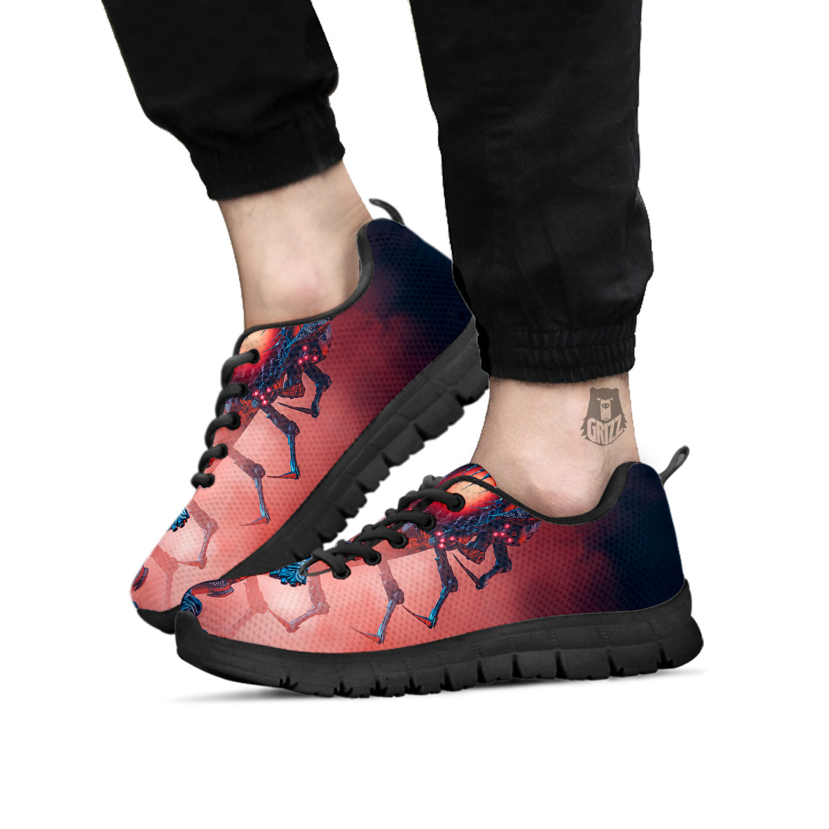 Hunting Alien Worm Print Black Sneaker-grizzshop