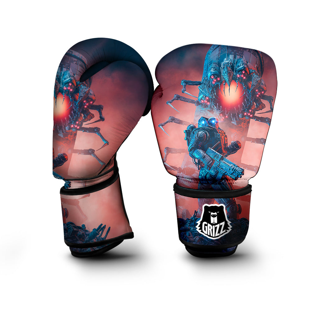 Hunting Alien Worm Print Boxing Gloves-grizzshop