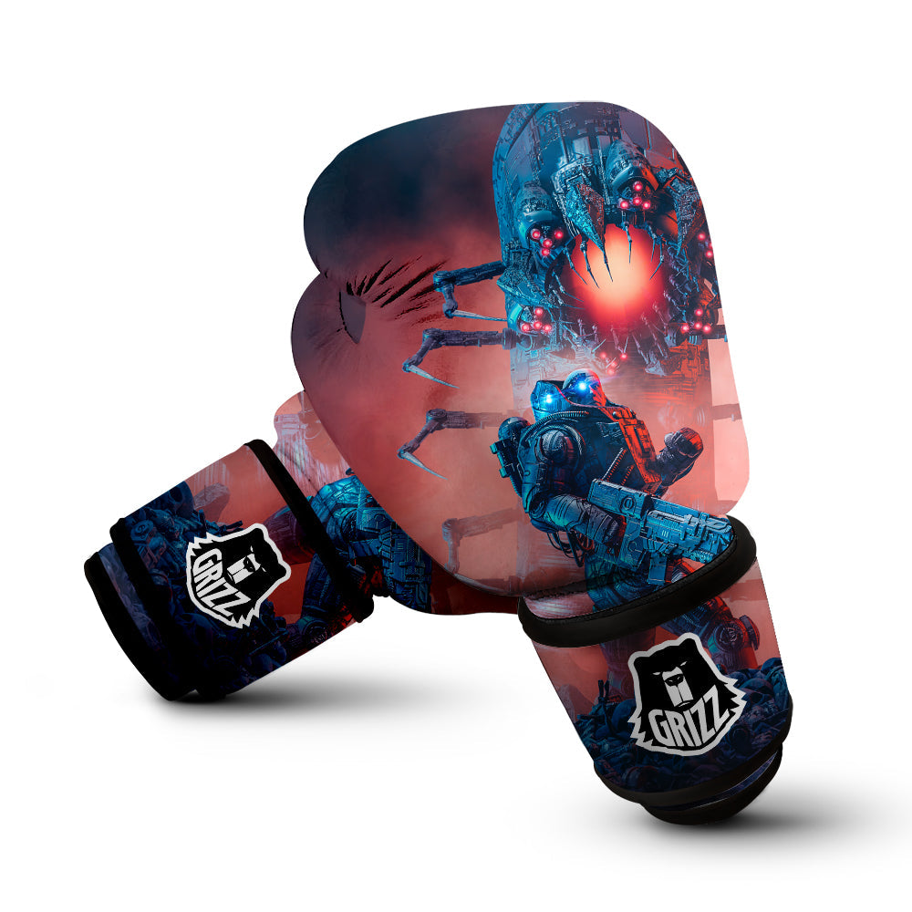 Hunting Alien Worm Print Boxing Gloves-grizzshop