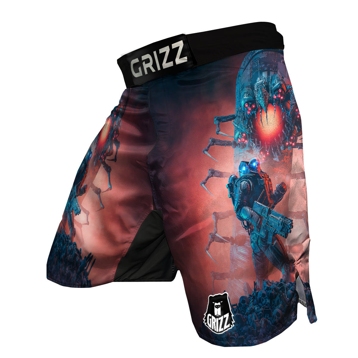 Hunting Alien Worm Print MMA Shorts-grizzshop