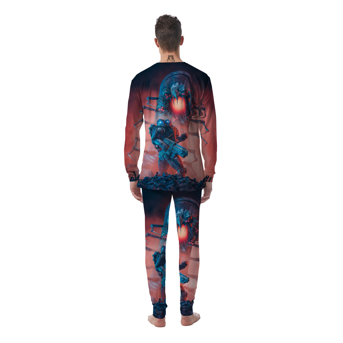 Hunting Alien Worm Print Men's Pajamas-grizzshop