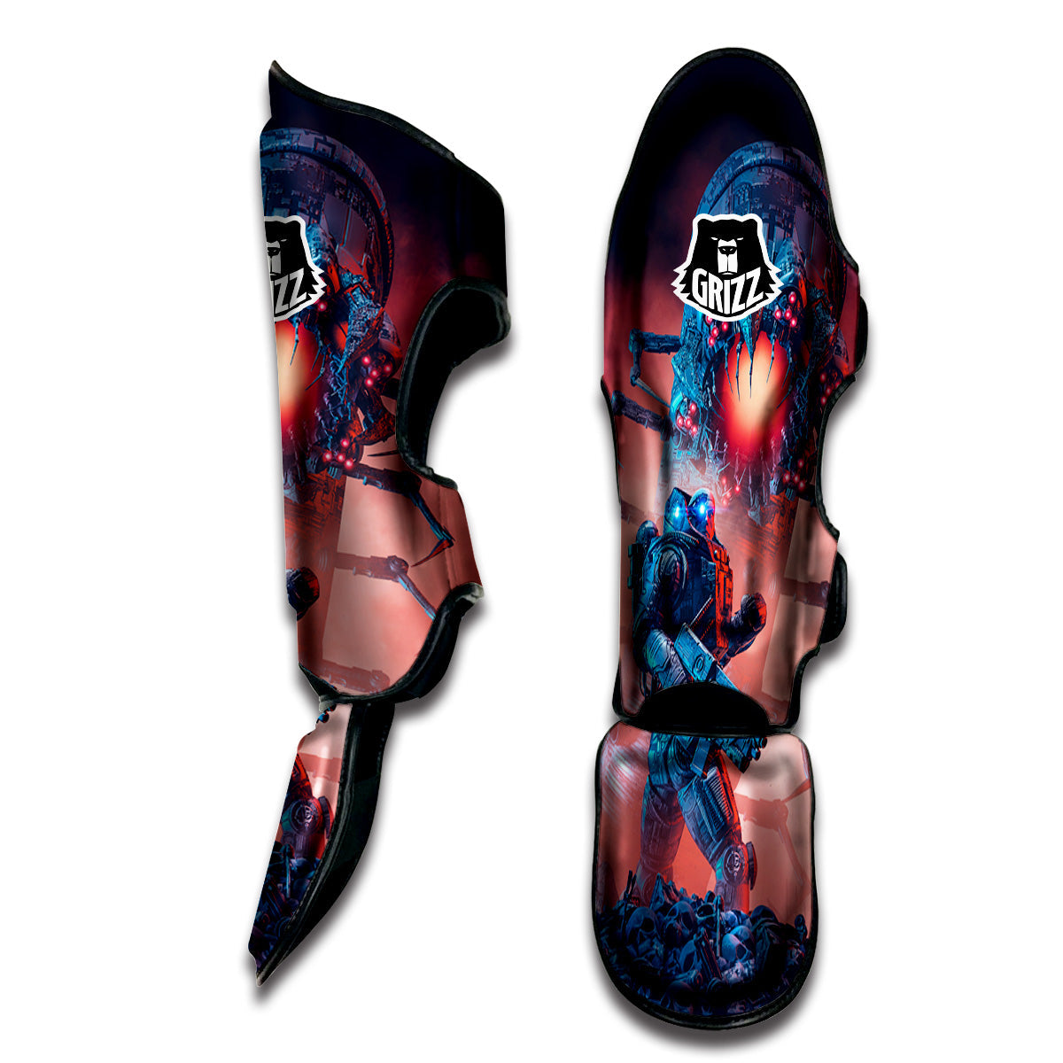 Hunting Alien Worm Print Muay Thai Shin Guards-grizzshop