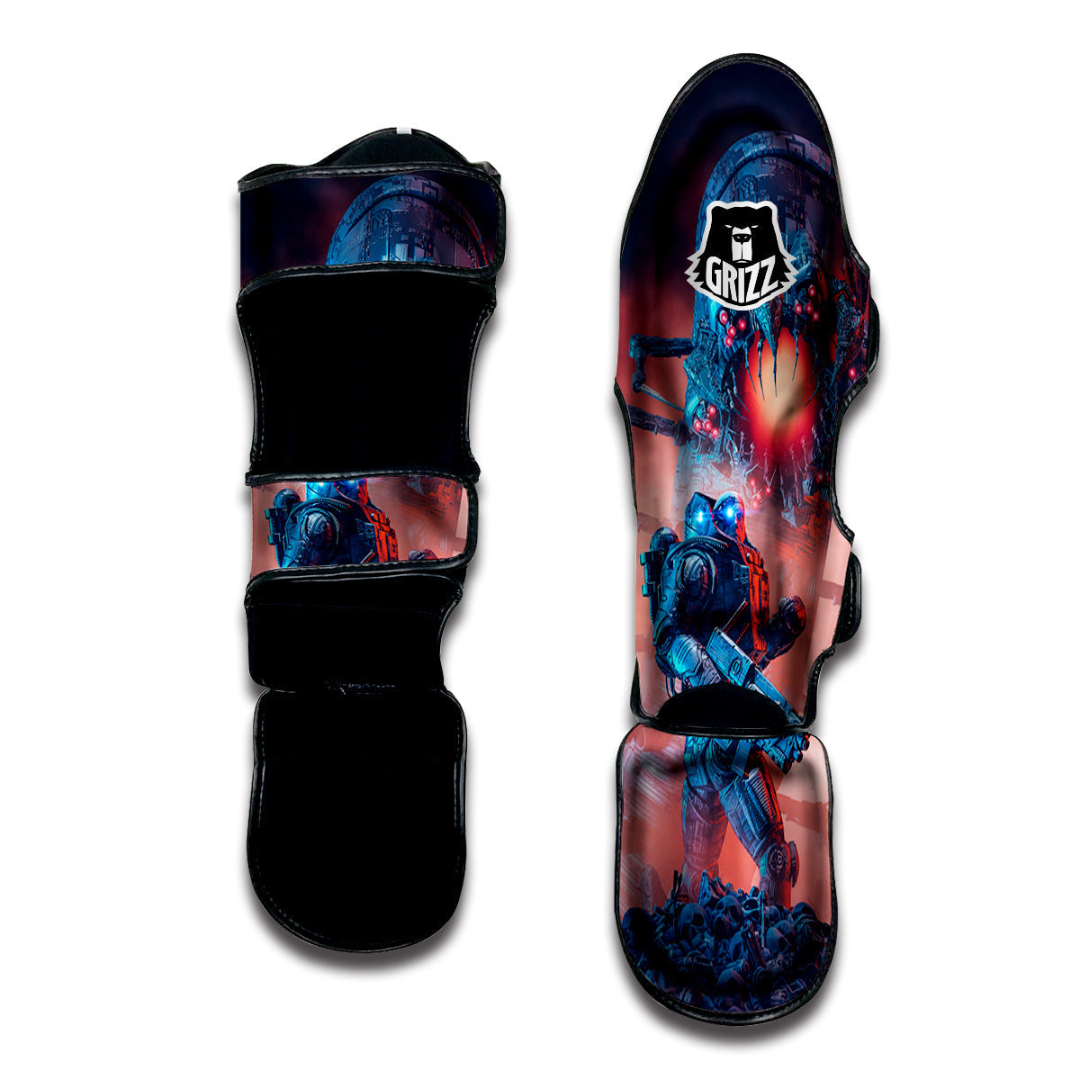 Hunting Alien Worm Print Muay Thai Shin Guards-grizzshop