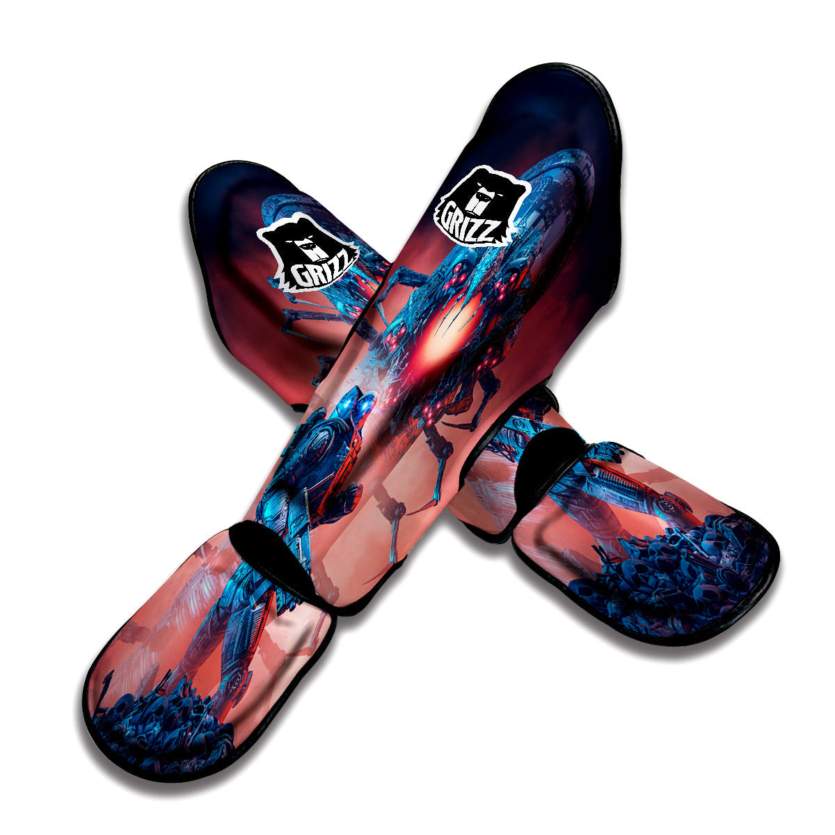 Hunting Alien Worm Print Muay Thai Shin Guards-grizzshop