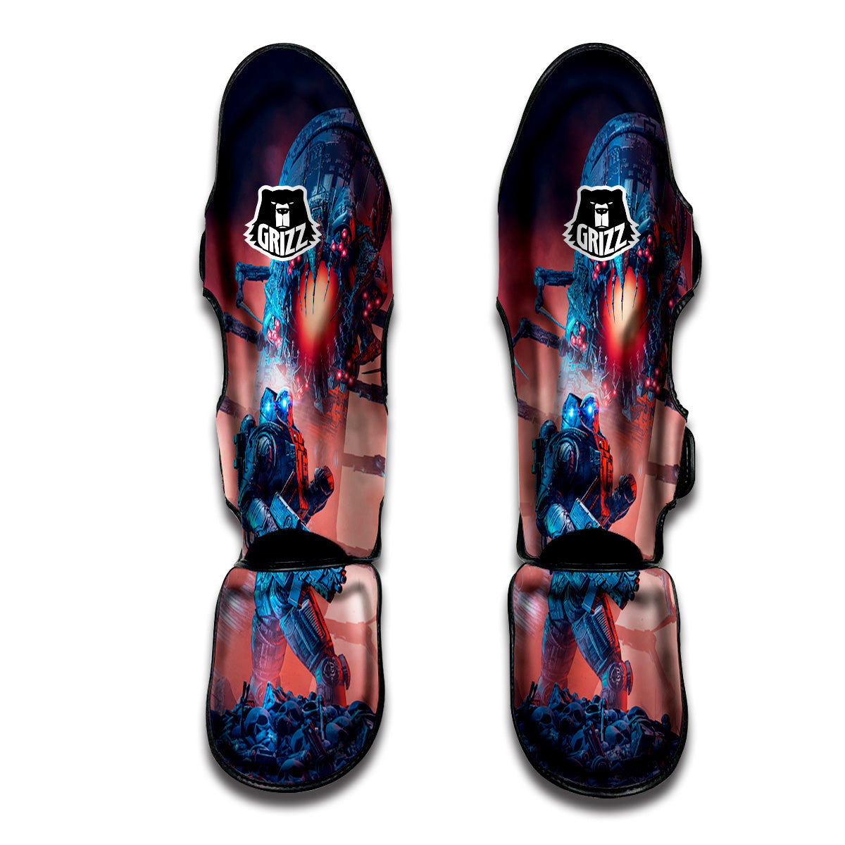 Hunting Alien Worm Print Muay Thai Shin Guards-grizzshop