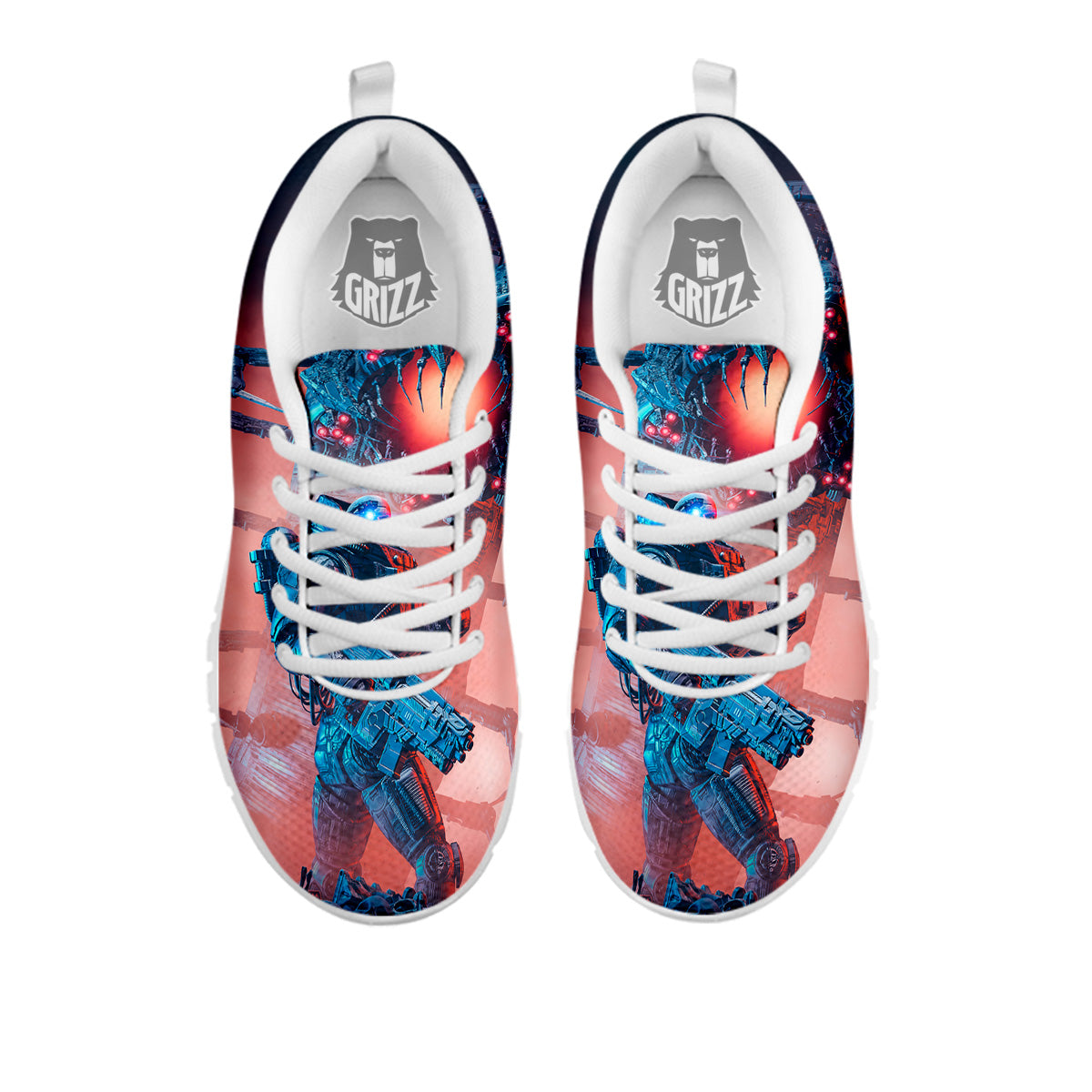 Hunting Alien Worm Print White Sneaker-grizzshop