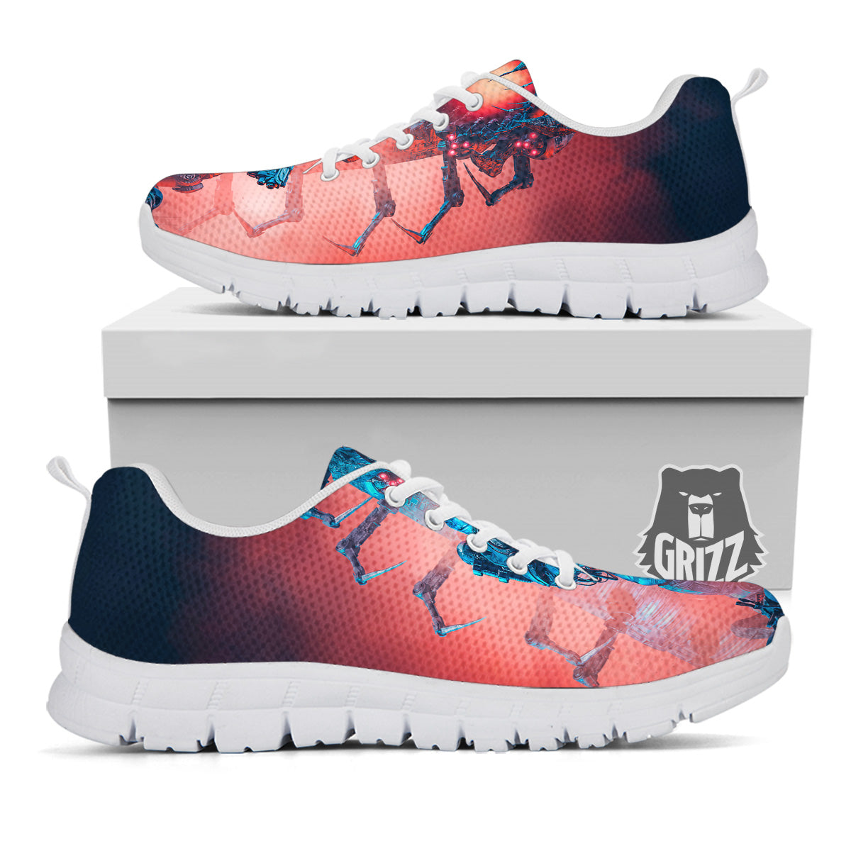 Hunting Alien Worm Print White Sneaker-grizzshop