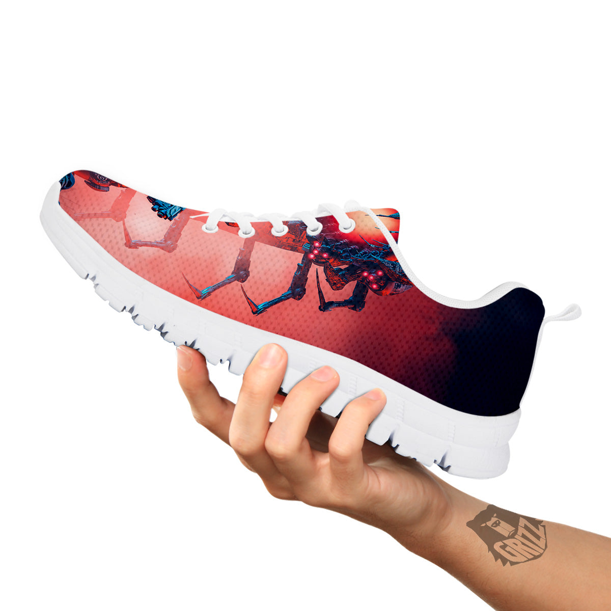 Hunting Alien Worm Print White Sneaker-grizzshop