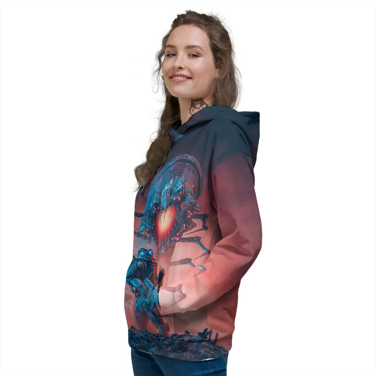 Hunting Alien Worm Print Women's Hoodie-grizzshop