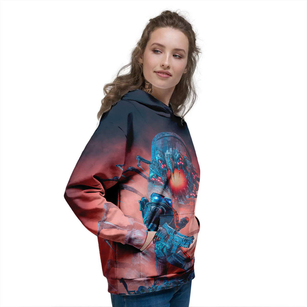 Hunting Alien Worm Print Women's Hoodie-grizzshop