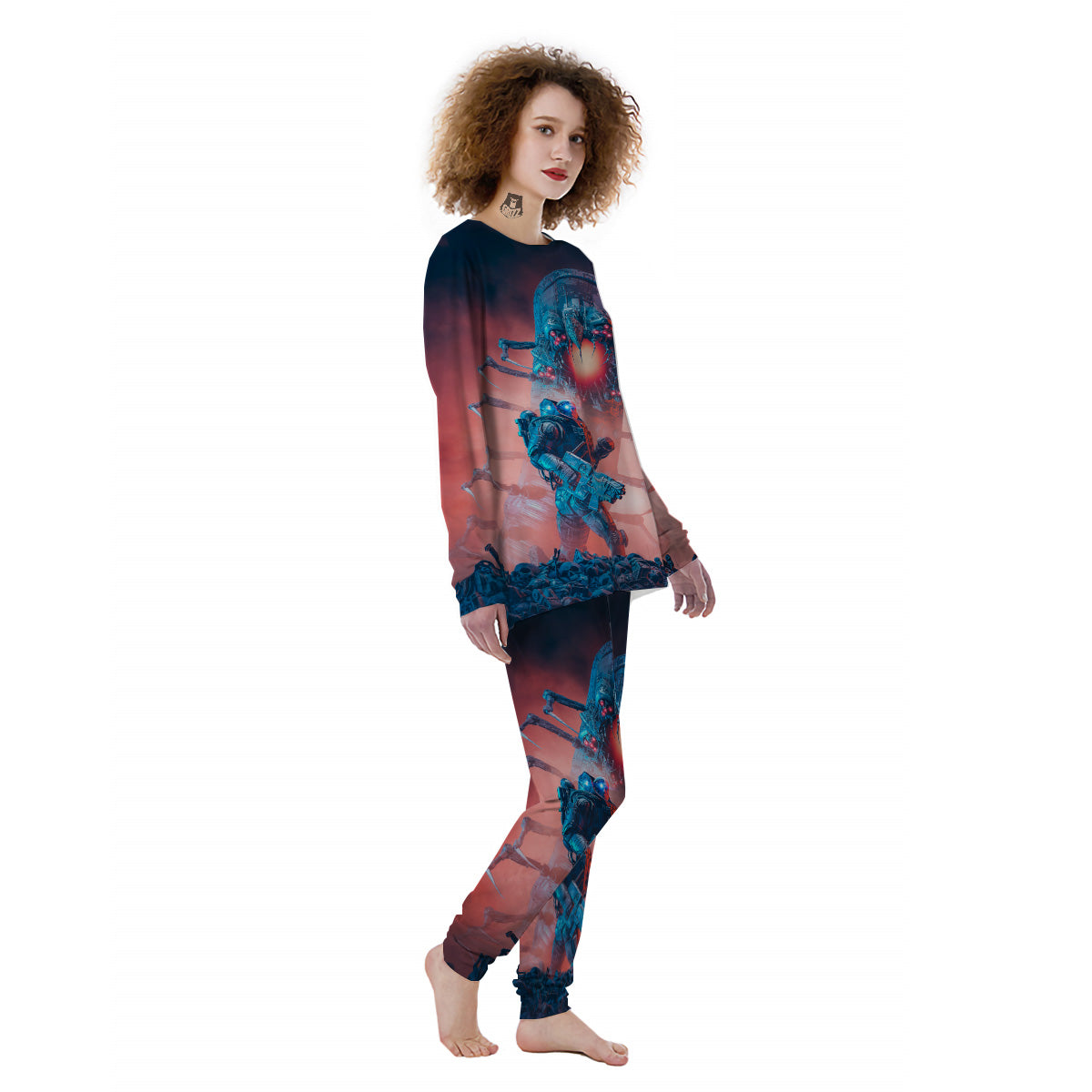 Hunting Alien Worm Print Women's Pajamas-grizzshop