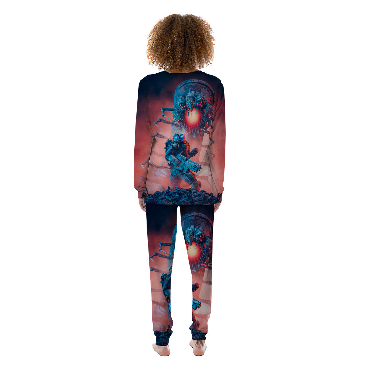 Hunting Alien Worm Print Women's Pajamas-grizzshop