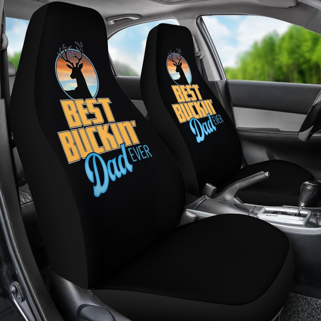 Hunting Best Buckin' Dad Universal Fit Car Seat Covers-grizzshop