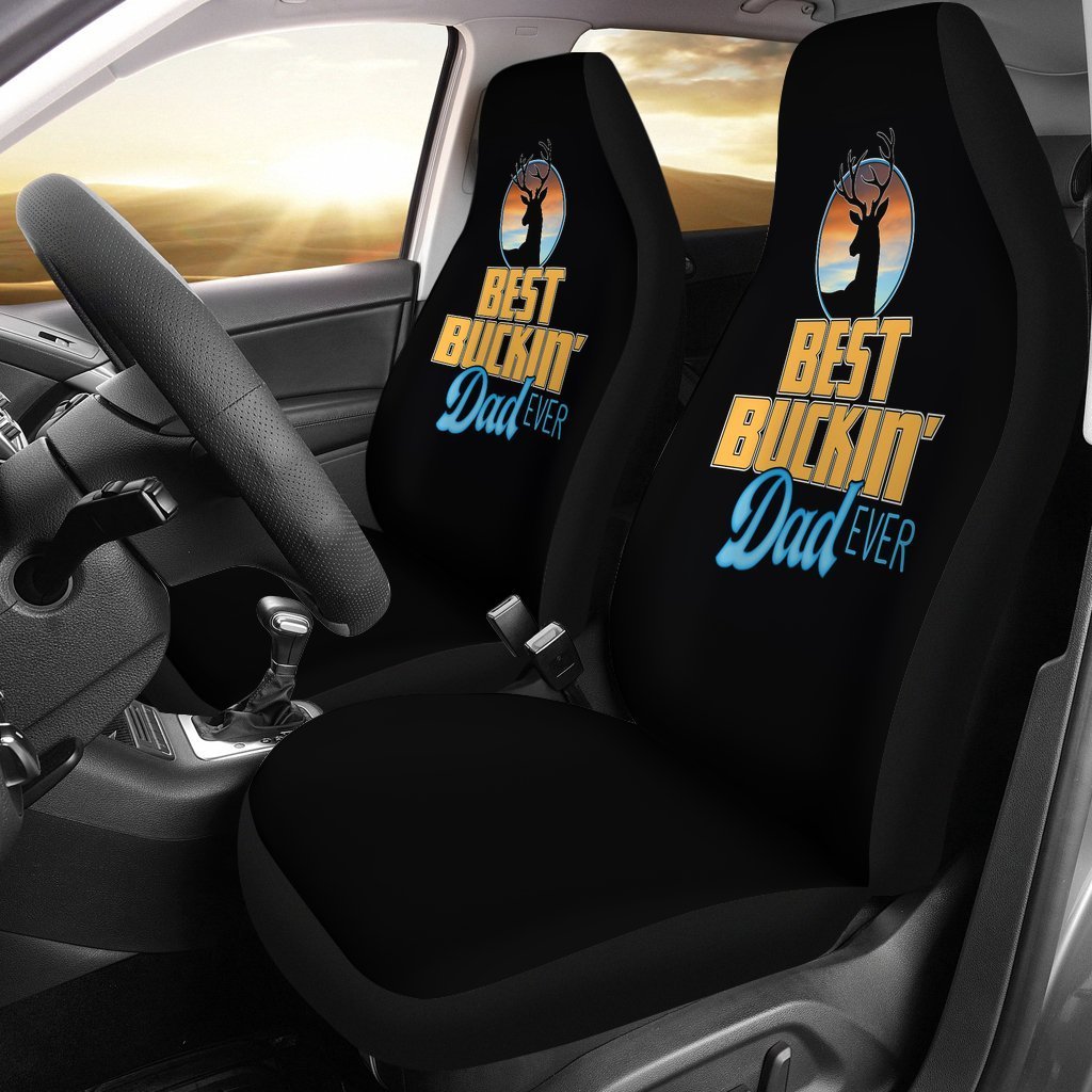 Hunting Best Buckin' Dad Universal Fit Car Seat Covers-grizzshop