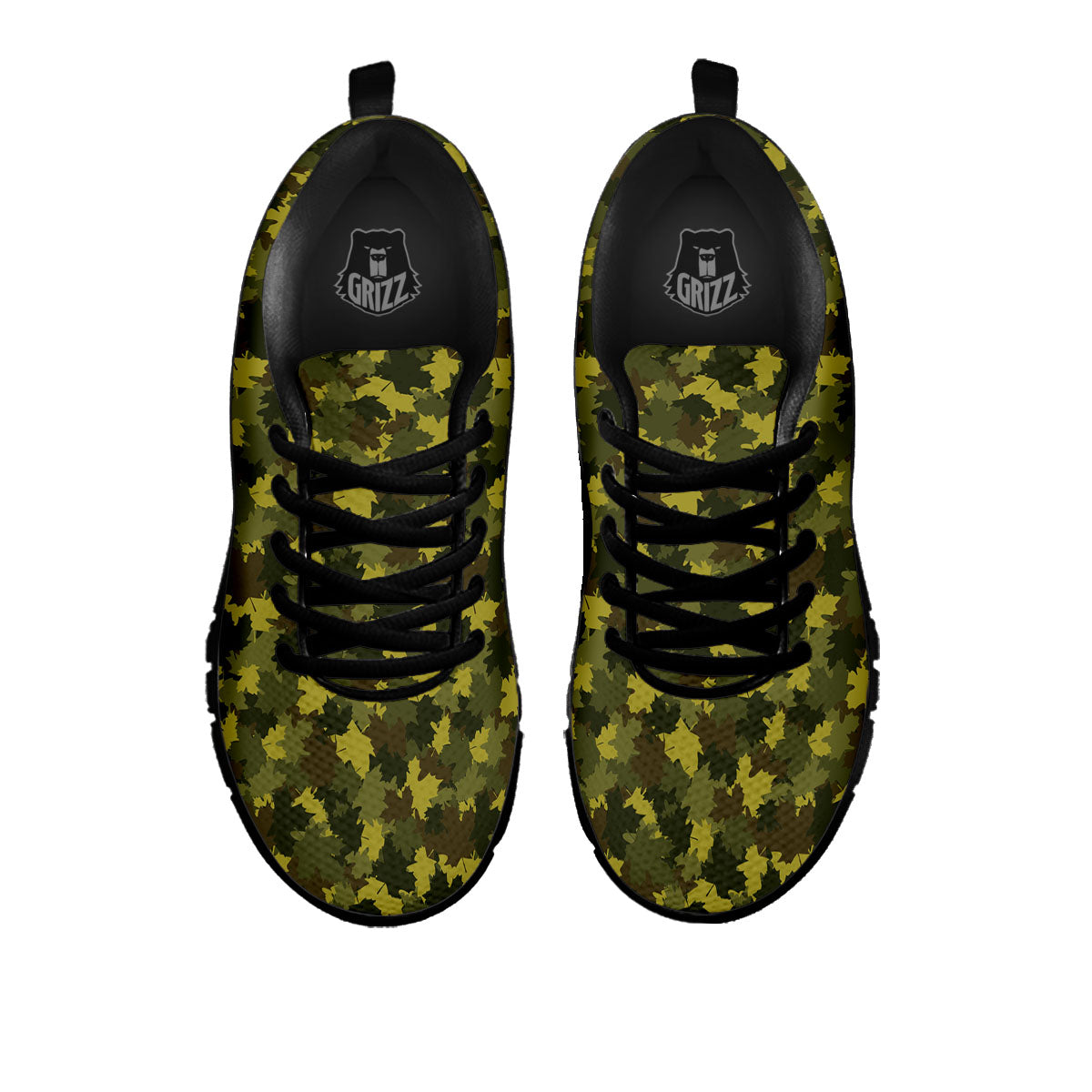 Hunting Camouflage Fall Leaves Print Black Sneaker-grizzshop