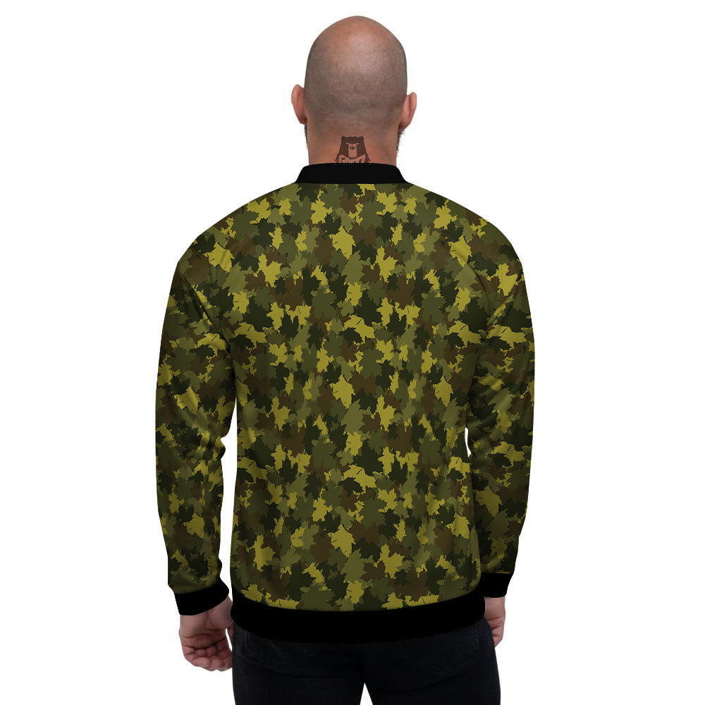 Hunting Camouflage Fall Leaves Print Men's Bomber Jacket-grizzshop