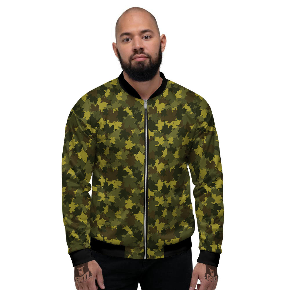 Hunting Camouflage Fall Leaves Print Men's Bomber Jacket-grizzshop