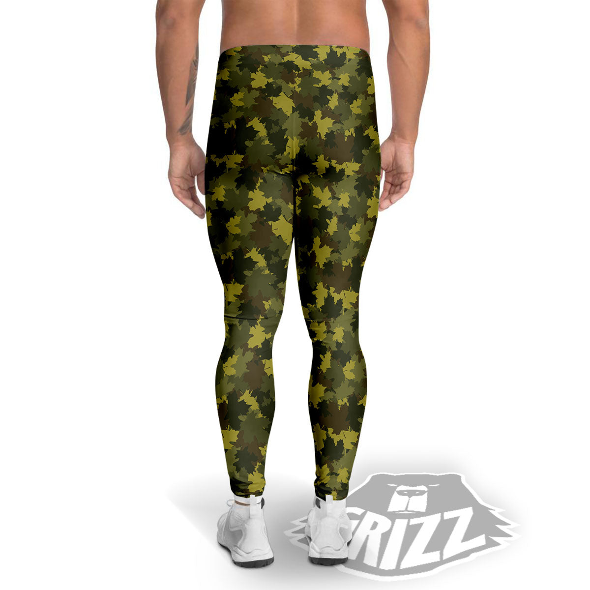 Hunting Camouflage Fall Leaves Print Men's Leggings-grizzshop