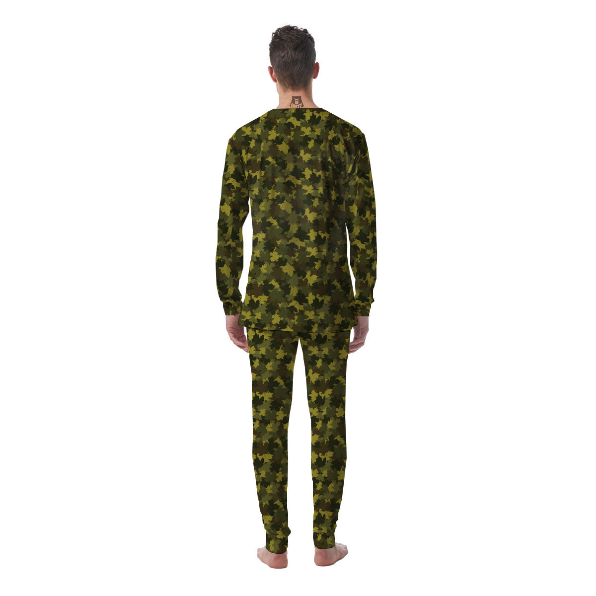 Hunting Camouflage Fall Leaves Print Men's Pajamas-grizzshop