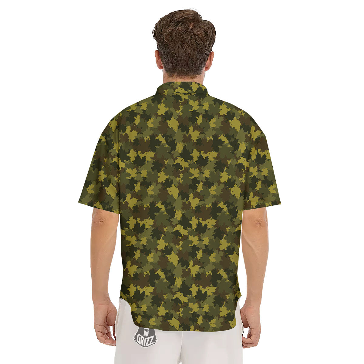 Hunting Camouflage Fall Leaves Print Men's Short Sleeve Shirts-grizzshop