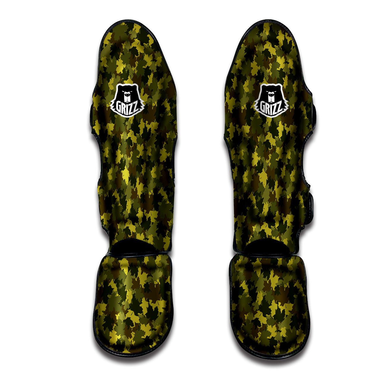 Hunting Camouflage Fall Leaves Print Muay Thai Shin Guards-grizzshop