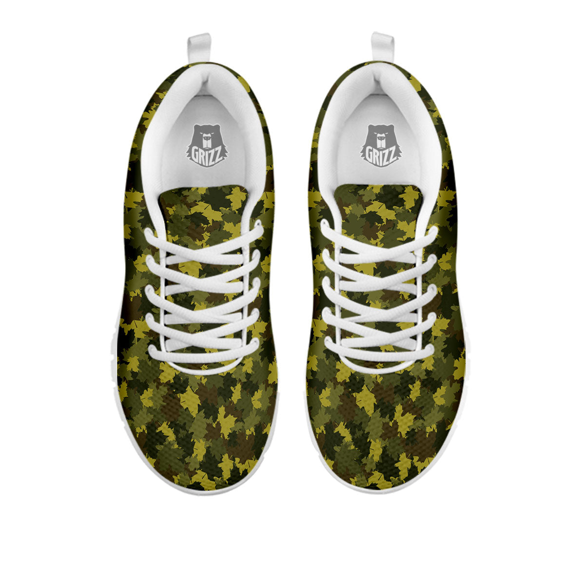 Hunting Camouflage Fall Leaves Print White Sneaker-grizzshop