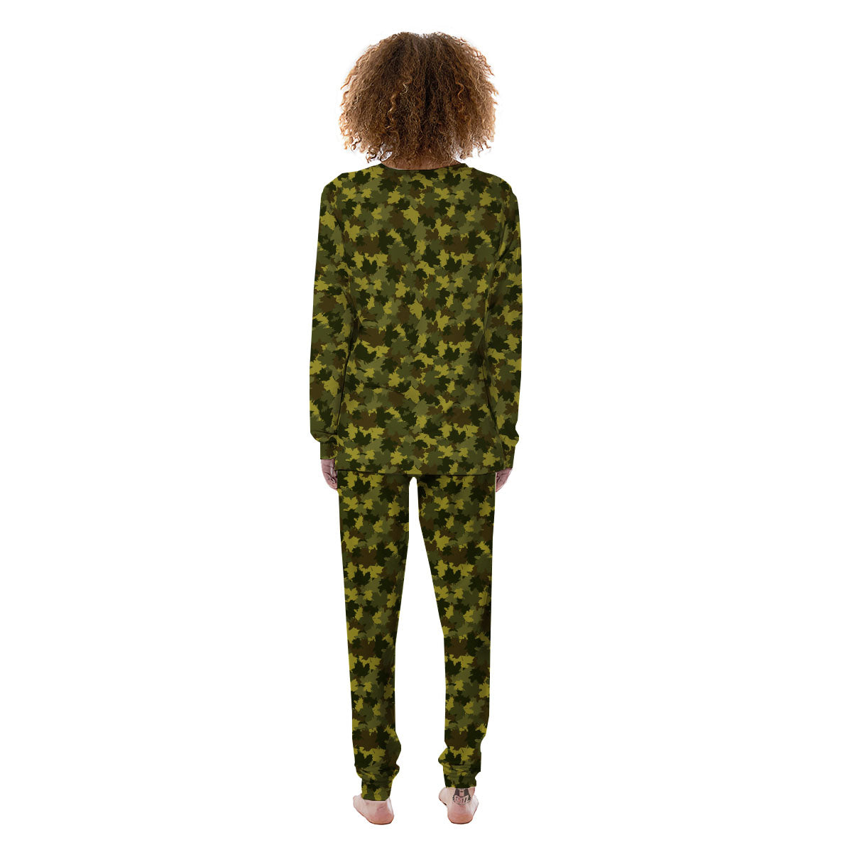 Hunting Camouflage Fall Leaves Print Women's Pajamas-grizzshop