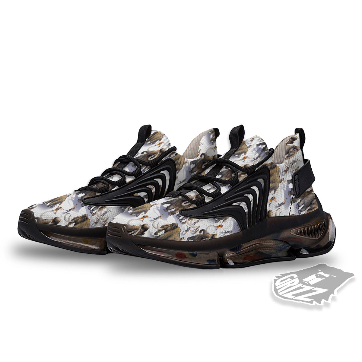 Hunting Mammoth Print Pattern Black Gym Shoes-grizzshop